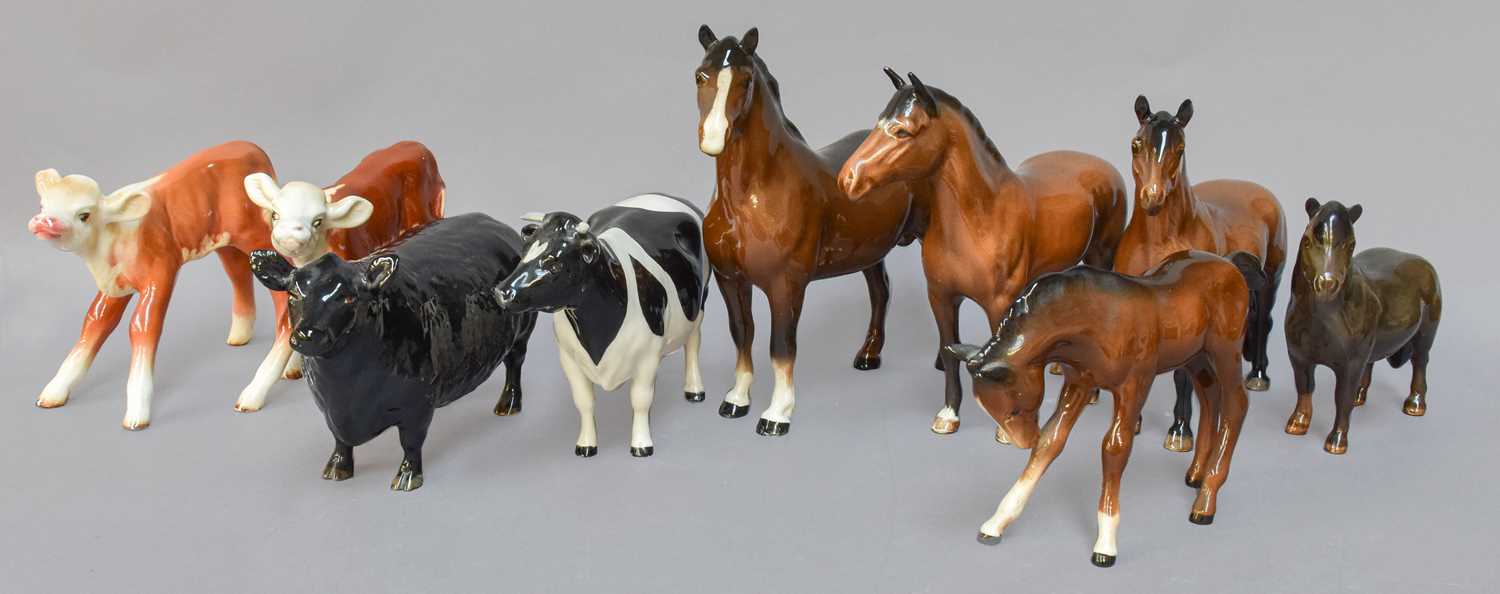 Lot 174 - Beswick Horses and Cattle, including Hereford...