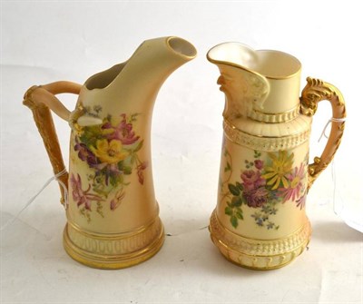 Lot 203 - Two Royal Worcester blush ivory jugs