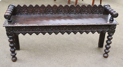 Lot 1179 - A 19th Century Carved Oak Window Seat, 121cm...