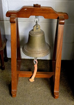 Lot 1098 - A Ship's Bell, later mounted on a mahogany...