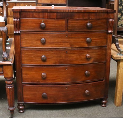 Lot 1128 - A Victorian Mahogany Scotch Chest, bowfronted...