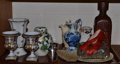 Lot 208 - Pair of porcelain vases, cut glass, Masons ginger jar and cover etc