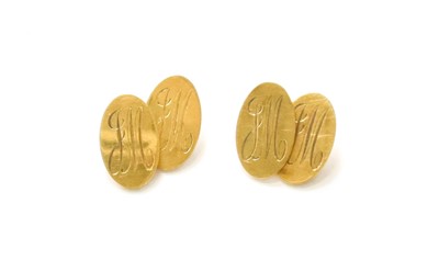 Lot 58 - A Pair of 18 Carat Gold Cufflinks, engraved...