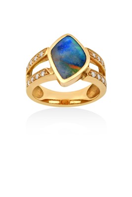Lot 2003 - A Composite Opal and Diamond Ring the...