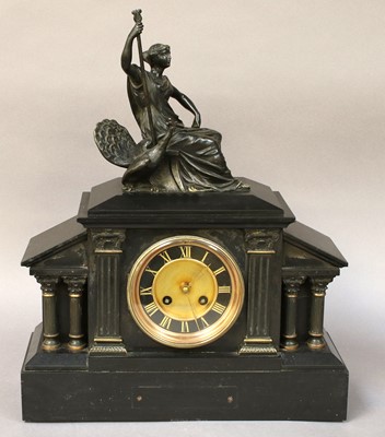 Lot 168 - A Victorian Slate Striking Mantel Clock, with...