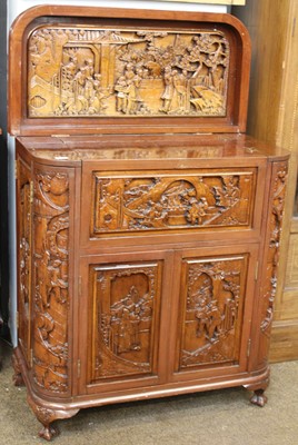 Lot 1207 - A Chinese Carved Cocktail Cabinet, 20th...