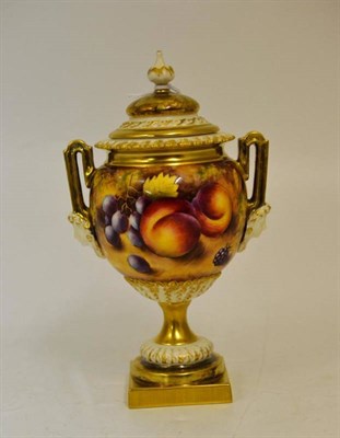 Lot 97 - A Royal Worcester Porcelain Twin-Handled Vase and Cover, painted by Terry Nutt, 20th century,...