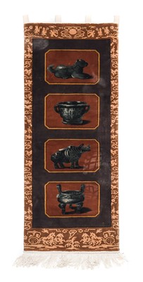 Lot 1005A - Chinese Silk Rug, modern The field with four...