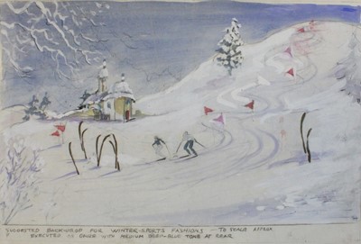 Lot 1046 - British School (20th Century) Two skiing...