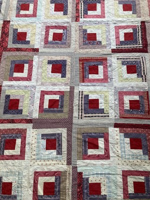 Lot 2121 - A Large 19th Century Log Cabin Block Cotton...