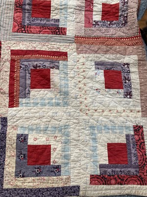 Lot 2121 - A Large 19th Century Log Cabin Block Cotton...