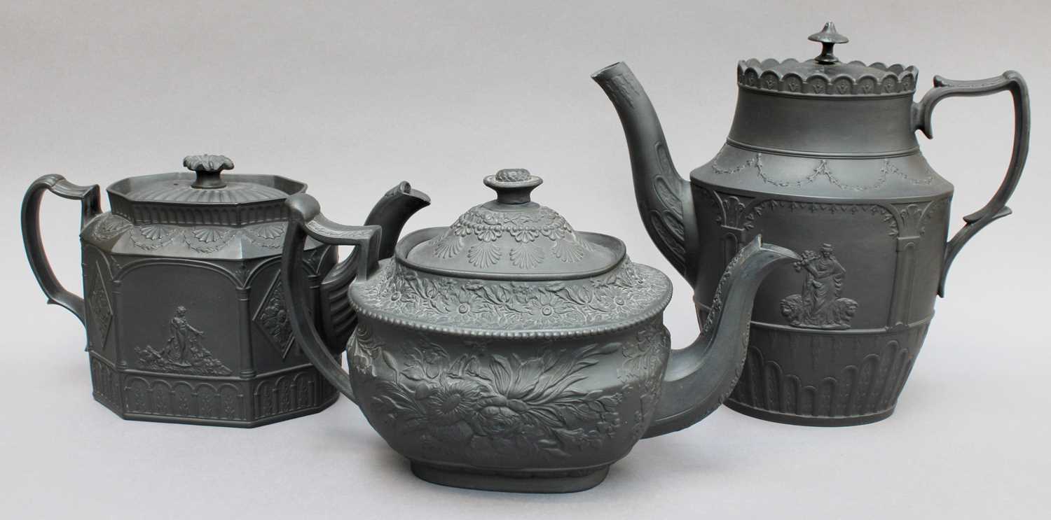 Lot 198 - Two Early 19th Century Black Basalt Teapots...