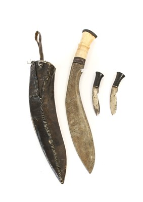 Lot 197 - A Nepalese Kukri, the 28.5cm curved steel...