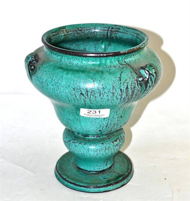 Lot 231 - H.A.Kahler pottery vase, green glaze, incised HAK, and impressed Danmark, 21cm