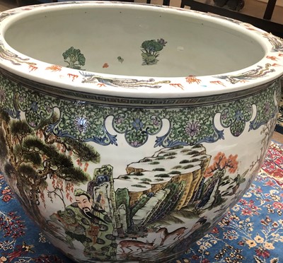 Lot 164 - A Large Chinese Porcelain Fish Bowl, 20th...