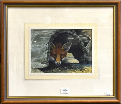 Lot 1034 - David Binns (1935-2010) Fox at rest in a...