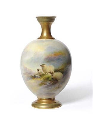 Lot 98 - A Royal Worcester Porcelain Vase, painted by Harry Davis, 1913, of ovoid form with flared neck,...