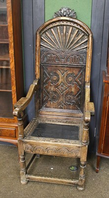 Lot 1209 - A Part 17th Century Oak Armchair (Alterations),...