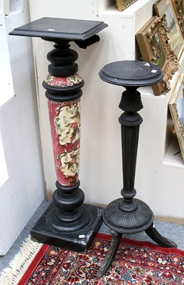 Lot 1319 - A Victorian Ebonized Torchere, set with...