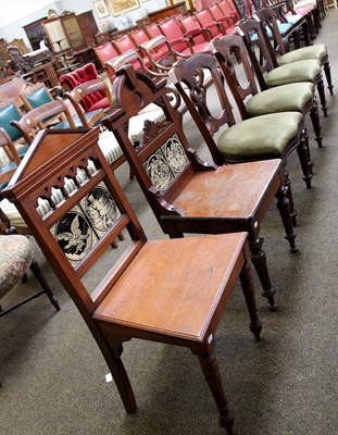 Lot 1159 - Two Similar Victorian Mahogany Hall Chairs,...