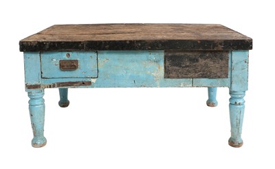 Lot 757 - A Painted and Oak Naval Dockyard Repair Table,...