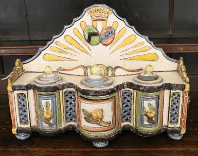 Lot 69 - A Continental Faience Desk Stand, 18th century,...