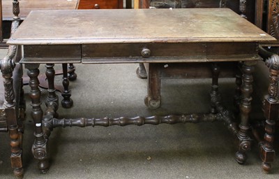 Lot 1137 - An 18th Century Oak Hall Table, on turned and...