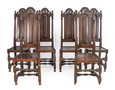 Lot 695 - A Set of Six Early 18th Century Joined Oak...