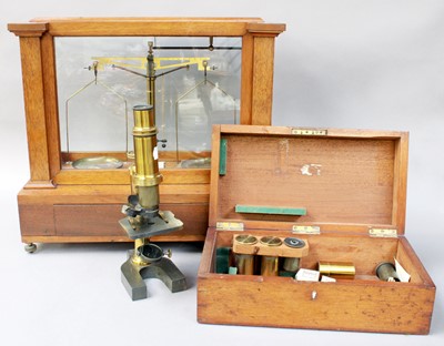 Lot 223 - A Victorian Laquered Brass Microscope, in...