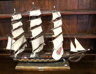 Lot 1263 - A Painted Model Triple Masted Ship, Fragata...