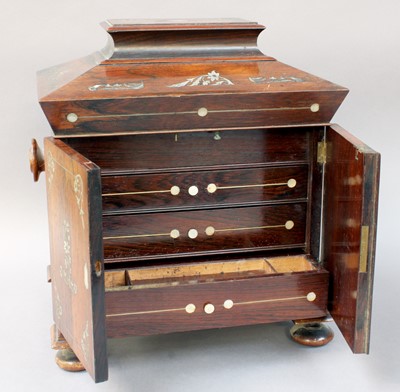 Lot 224 - A Victorian Rosewood Work Box, inlaid with...