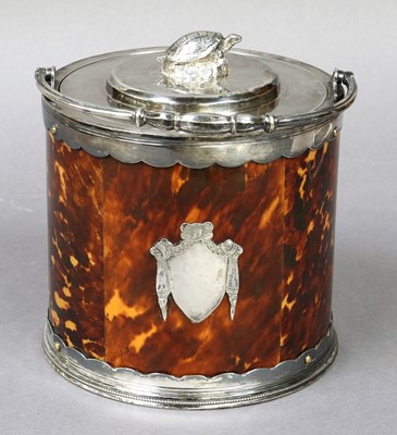 Lot 251 - A Victorian Tortoishell Biscuit Barrel, with...