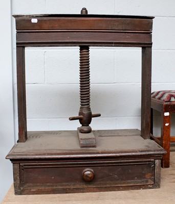 Lot 1105 - A Victorian Oak Book Press, 65cm by 44cm by 75cm