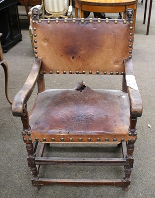 Lot 1202 - An Early 19th Century Carved Oak and Studded...