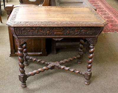 Lot 1211 - A Victorian Carved Oak Table, the rectangular...