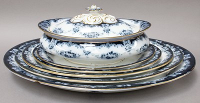 Lot 246 - Victorian Albion Pottery Blue and White Dinner...