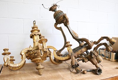 Lot 1202 - A Gilt and Painted Wooden Ten-Light...