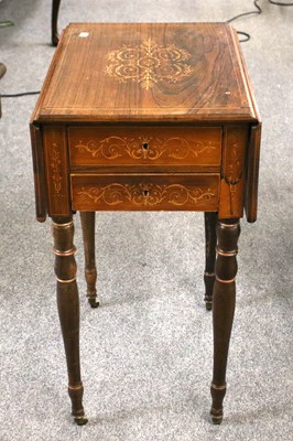 Lot 1245 - A 19th Century Inlaid Rosewood Dropleaf Table,...