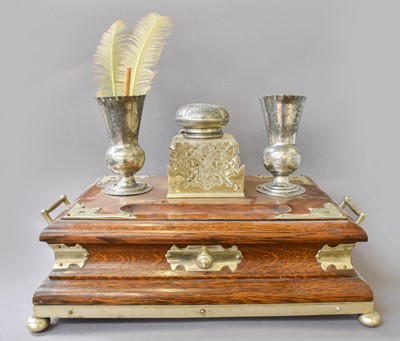 Lot 233 - An Oak Deskstand With Silver Plated Mounts,...