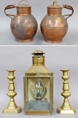 Lot 214 - Joseph Ratcliffe & Sons Brass Railway Lamp,...