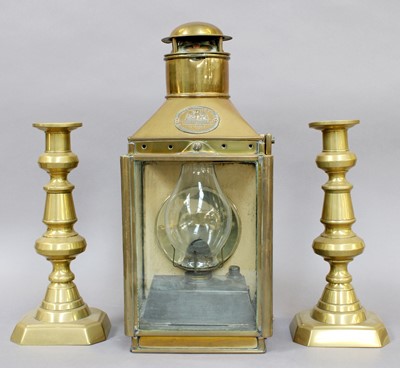 Lot 214 - Joseph Ratcliffe & Sons Brass Railway Lamp,...