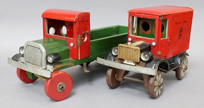 Lot 242 - Circa 1930s wooden Royal Mail van with sacks,...