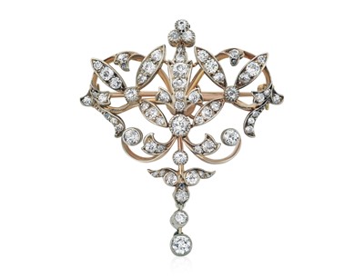 Lot 2215 - A Victorian Diamond Brooch/Pendant of openwork...