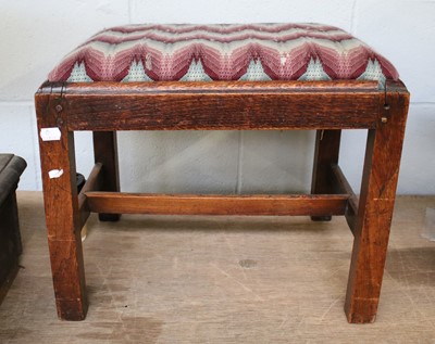 Lot 1104 - A Georgian Oak Framed Stool, A Later Stool and...