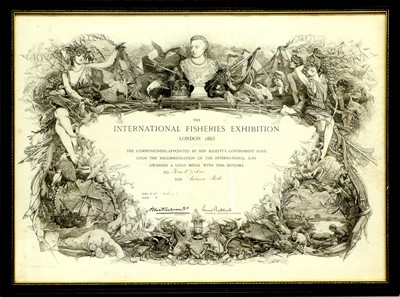 Lot 97 - An 1883 International Fisheries Exhibition Diploma