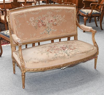 Lot 1303 - A Louis XVI Style Giltwood Two Seater Sofa,...