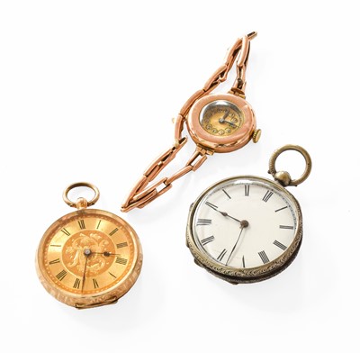 Lot 251 - A Lady's Fob Watch, with Case Stamped 14k, a...