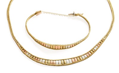 Lot 77 - A 9 Carat Tri-Coloured Gold Necklace and...