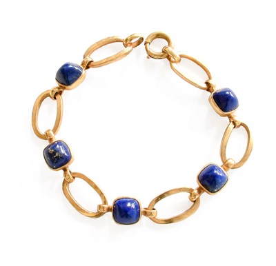 Lot 81 - A Lapis Lazuli Bracelet, stamped '9C', length...