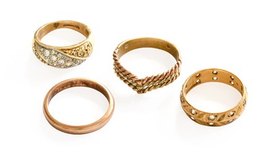 Lot 76 - Four 9 Carat Gold Rings, of varying sizes and...